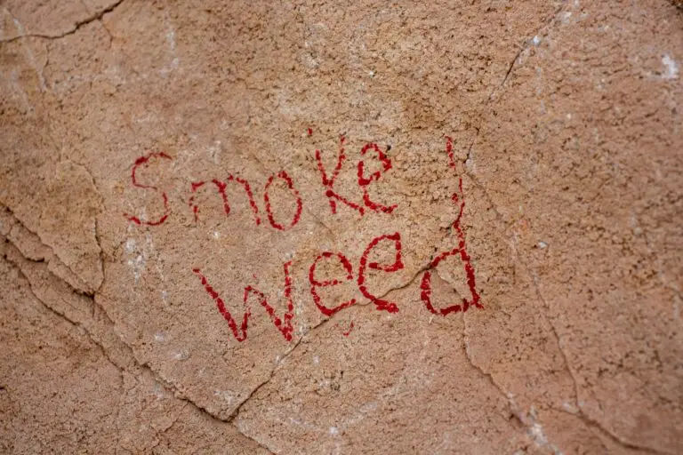 Graffiti on a rocky surface.