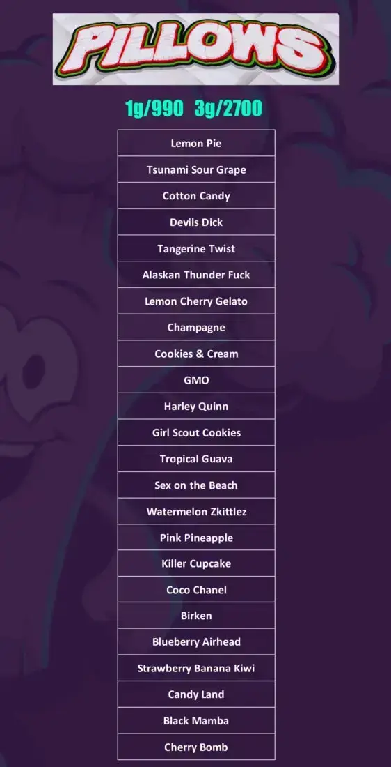 pillows weed menu phuket cannabis